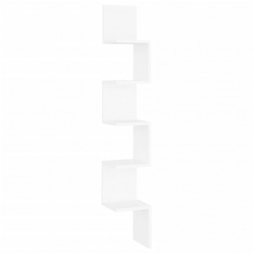 Raft de perete de colț, alb, 20x20x127,5 cm, PAL - Img 2