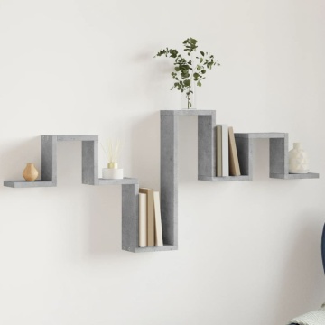 Raft de perete, gri beton, 104,5x10x43 cm , lemn prelucrat - Img 1