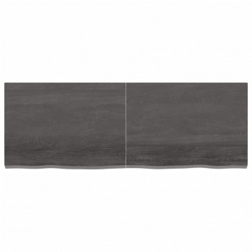 Raft de perete gri închis 140x50x4 cm lemn masiv stejar tratat - Img 1