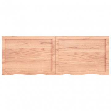 Raft de perete maro deschis 140x50x4cm lemn masiv stejar tratat - Img 5