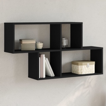 Raft de perete, negru, 100x20x53 cm, lemn prelucrat - Img 1