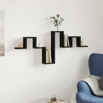 Raft de perete, negru, 104,5x10x43 cm, lemn prelucrat - Img 3