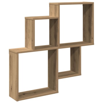 Raft de perete, stejar artizanal, 80x15x78,5 cm, lemn prelucrat - Img 2