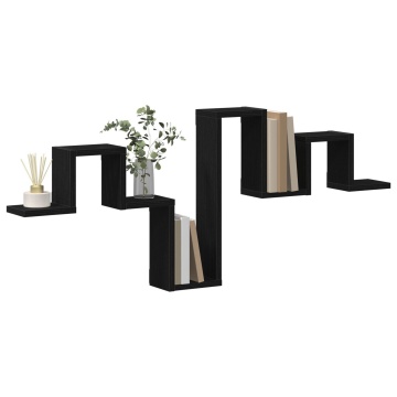 Raft Negru Stejar 104,5x10x43 cm Lemn prelucrat - Img 3