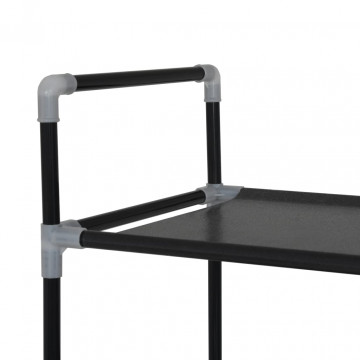 Raft pantofi 10 etajere, Metal și material textil nețesut Negru - Img 4