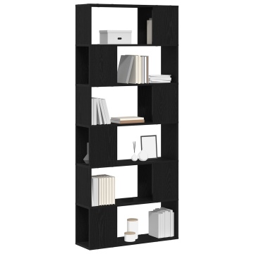 Raft pentru cărți Negru Stejar 80x24x186 cm Lemn prelucrat - Img 3