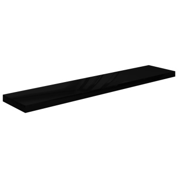 Raft perete suspendat, negru extralucios, 120x23,5x3,8 cm, MDF - Img 2