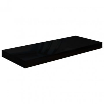 Raft perete suspendat, negru extralucios, 60x23,5x3,8 cm, MDF - Img 2