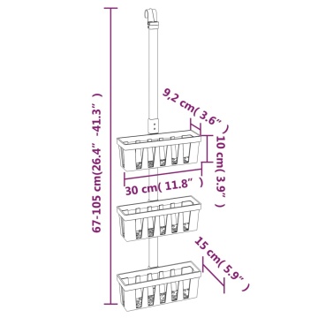 Raft suspendat pentru duș 30x15x(67-105) cm aluminiu - Img 6
