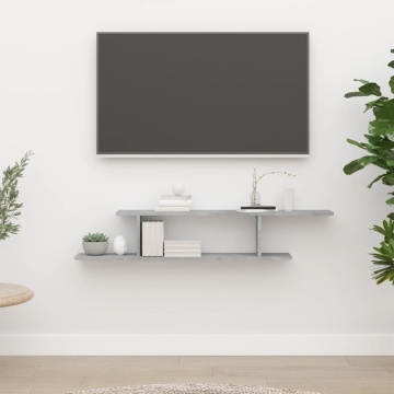 Raft TV cu montaj pe perete, gri beton, 125x18x23 cm, PAL - Img 1