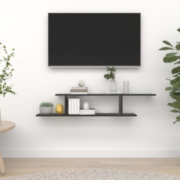 Raft TV cu montaj pe perete, negru, 125x18x23 cm, PAL - Img 1