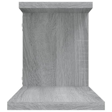 Raft TV montat pe perete gri sonoma 125x18x23 cm lemn - Img 5