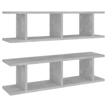Rafturi de perete, 2 buc., gri beton, 75x18x20 cm, lemn - Img 2