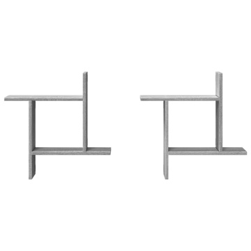 Rafturi de perete 2 buc. gri sonoma, 50x12x50 cm lemn prelucrat - Img 4