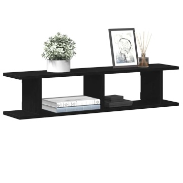 Rafturi de perete 2 buc Stejar negru 90x18x20 cm Lemn prelucrat - Img 4