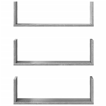 Rafturi de perete 3 buc. gri sonoma 58x18x18 cm lemn prelucrat - Img 4