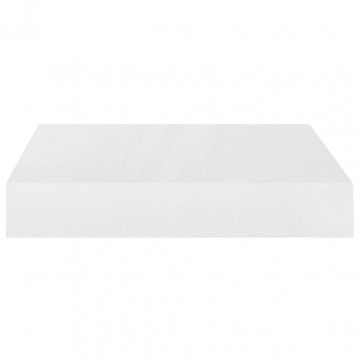 Rafturi de perete, 4 buc., alb extralucios, 23x23,5x3,8 cm, MDF - Img 5
