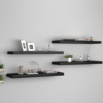 Rafturi de perete, 4 buc., negru, 80 x 23,5 x 3,8 cm, MDF - Img 1