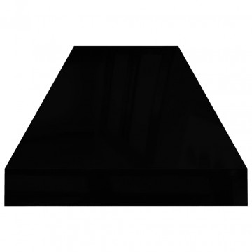 Rafturi de perete 4 buc. negru extralucios, 90x23,5x3,8 cm, MDF - Img 5