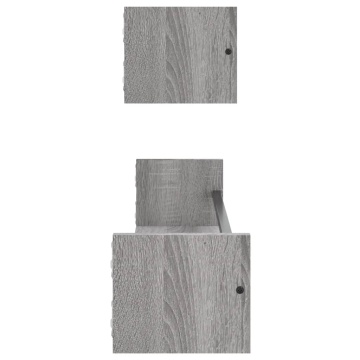 Rafturi de perete cu bare, 2 buc, gri sonoma, 80x16x14 cm - Img 8