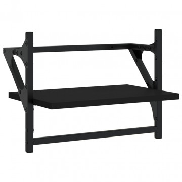 Rafturi de perete cu bare, 2 buc, negru, 40x25x30 cm - Img 4