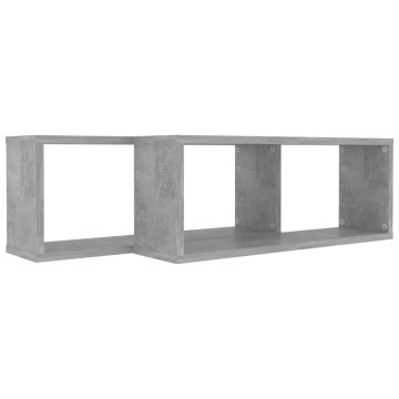 Rafturi de perete cub, 2 buc, gri beton, 60x15x23 cm, PAL - Img 6