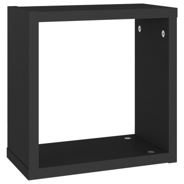 Rafturi de perete cub, 2 buc., negru, 30x15x30 cm - Img 6