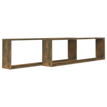 Rafturi de perete cub, 2 buc., stejar fumuriu 100x15x30 cm lemn - Img 3