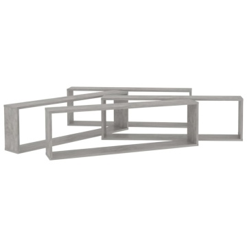 Rafturi de perete cub, 4 buc., gri beton, 100x15x30 cm, PAL - Img 8