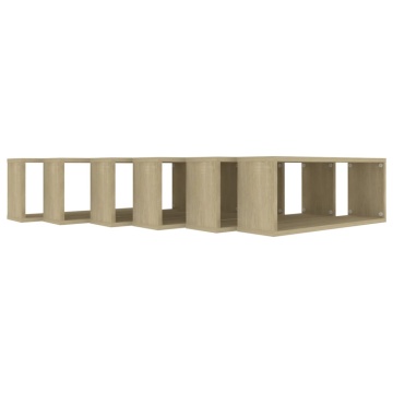 Rafturi de perete cub, 6 buc., stejar sonoma, 60x15x23 cm, PAL - Img 6