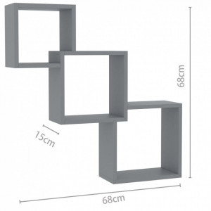Rafturi de perete, cub, gri, 84,5 x 15 x 27 cm, PAL - Img 6