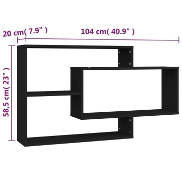 Rafturi de perete, negru, 104x20x58,5 cm, lemn prelucrat - Img 5