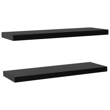 Rafturi de perete suspendate, 2 buc., negru, 120 x 20 x 3,8 cm - Img 2