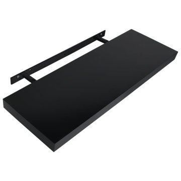 Rafturi de perete suspendate, 2 buc., negru, 80x20x3,8 cm - Img 4