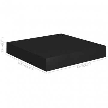 Rafturi de perete suspendate, 4 buc., negru, 23x23,5x3,8 cm MDF - Img 7