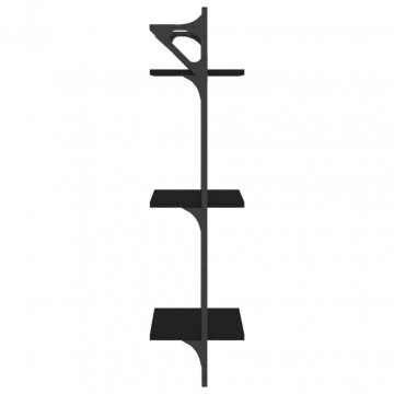 Rafturi perete 3 niveluri/bare 2 buc negru 30x25x100cm - Img 5