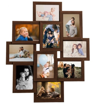 Ramă foto colaj, maro închis, 10 x foto (13x18 cm), MDF - Img 2