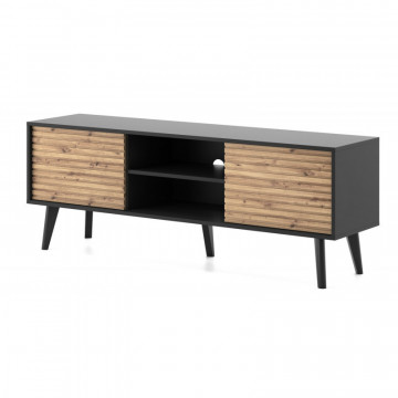 Ravena RV01 TV stand din stejar artizanal - negru 154 cm 2D - Img 1