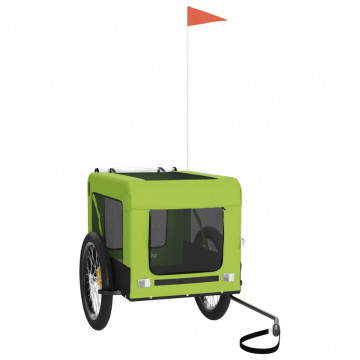 Remorcă de bicicletă câini verde&negru textil oxford&fier - Img 3