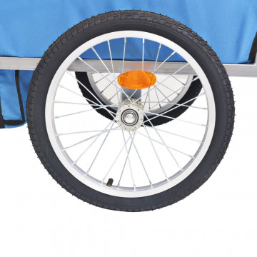 Remorcă de bicicletă pentru copii, gri și albastru, 30 kg - Img 6