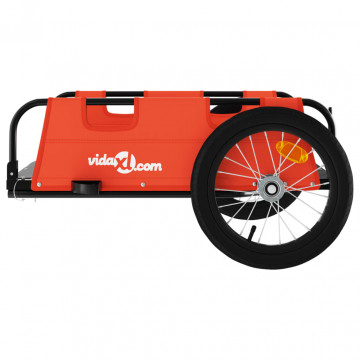 Remorcă de bicicletă pentru marfă, portocaliu, textil și fier - Img 5