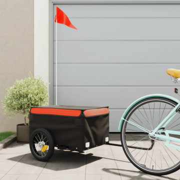 Remorcă de marfă pentru biciclete negru&portocaliu 30 kg fier - Img 1