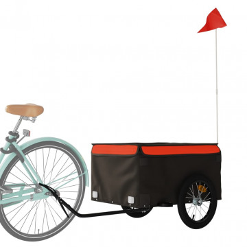 Remorcă de marfă pentru biciclete negru/portocaliu 45 kg fier - Img 3