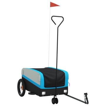 Remorcă pentru biciclete, negru și albastru, 30 kg, fier - Img 2