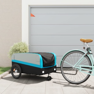Remorcă pentru biciclete, negru și albastru, 45 kg, fier - Img 1