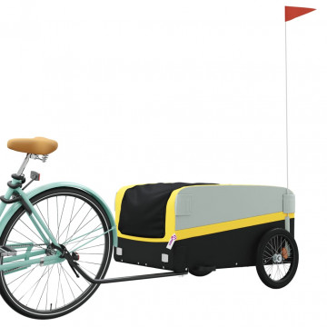 Remorcă pentru biciclete, negru și galben, 45 kg, fier - Img 3