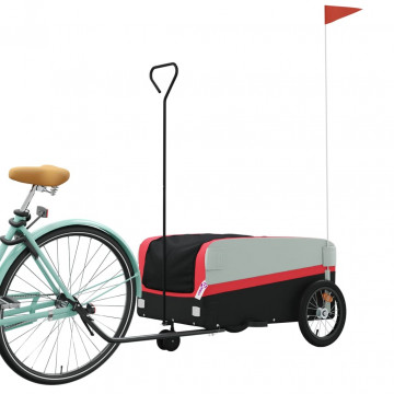 Remorcă pentru biciclete, negru și roșu, 45 kg, fier - Img 2