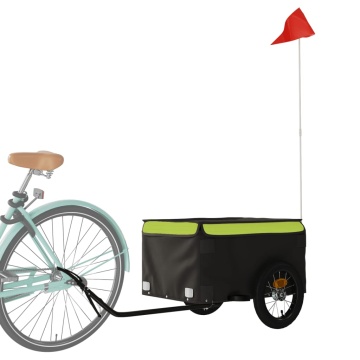 Remorcă pentru biciclete, negru și verde, 30 kg, fier - Img 3