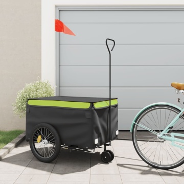 Remorcă pentru biciclete, negru și verde, 45 kg, fier - Img 1