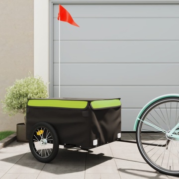 Remorcă pentru biciclete, negru și verde, 45 kg, fier - Img 1